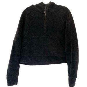 Lululemon Scuba Hoodie Crop 1/2 Half Zip Pullover Fleece Black Size M/L